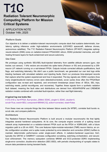 First page preview: Radiation-tolerant compute (PDF brief on type1compute.com)